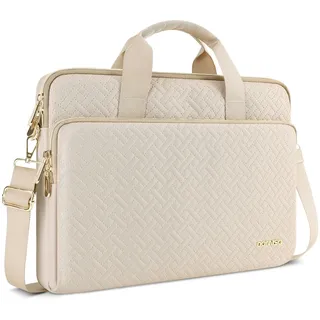 DOMISO Laptoptasche 17 zoll Laptop Hülle Tasche Kompatibel mit 16+ zoll 17-17,3 zoll HP Dell ASUS Lenovo Chromebook Notebook Schutzhülle,Laptophülle Damen Sleeve mit Schultergurt,Beige - 17 Zoll