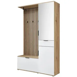 Möbel Kraft MONACO Garderobenkombination 122x195x35 cm Weiß