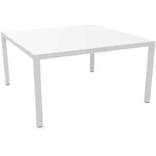 Mapri eleganter Konferenztisch Weiss | Höhe 74 cm | Breite 140 cm | Tiefe 140 cm | FSC zertifiziert | Melamin | 4-Fuss | Toro