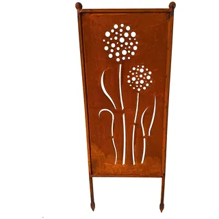 Schild Gartenschild Edelrost Rost zum Einstecken rostige Gartendeko Blumen Blüten Pusteblume Dekoration Beetstecker Gartenstecker Sichtschutz