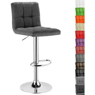 Woltu 1 x Barhocker Barstuhl Tresenhocker Stuhl drehbar und höhenverstellbar Tresen Hocker Leinen Dunkelgrau BH32dgr-1