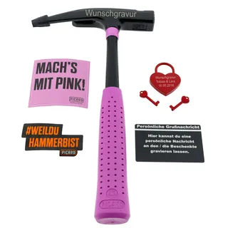 PICARD Geschenk Set Valentinstag Latthammer Pink Edition + Liebesschloss mit Gravur