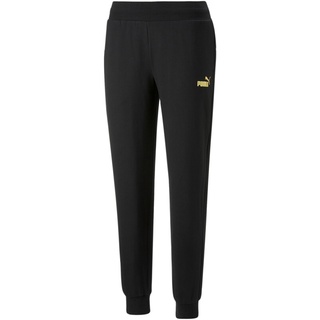 Puma Damen ESS+ Metallic Pants FL Strickhose, Schwarz-goldene Folie, L