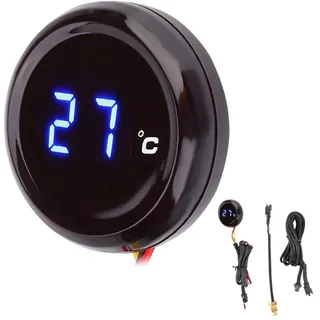 Motorrad Digital Thermometer Anzeige Lenker Wasserdicht Nachtsicht Temperaturanzeige LED-Anzeige für 12V Motorrad, Rennen, Roller usw.(Blau)