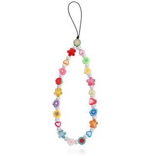 IBXWMNG Handy-Lanyard mit bunten Perlen als Handy Straps und Anti-Lost Anhänger - Dekorative Handschlaufe und Anhänger-Kette für dein Smartphone
