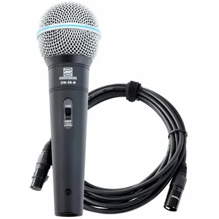 Pronomic DM-58-B Vocal Mikrofon mit Schalter inkl. 5m XLR Kabel mit druckvollem, warmem Klang