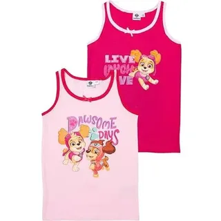 Paw Patrol Unterhemd für Mädchen - Kinder Tank Top Hemdchen Unterwäsche Rosa/Pink 110/116 (2er Pack)