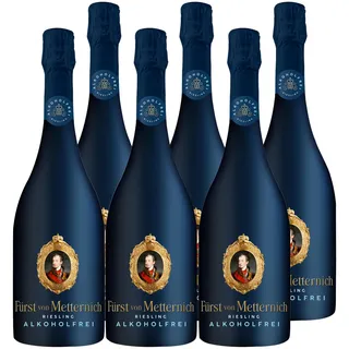 Fürst von Metternich Riesling Alkoholfrei 6 x 0,75 l – Premium-Sekt ohne Alkohol, elegant und feinperlig, fruchtig mit Apfel- und Zitrusnoten, stilvoller Genuss für besondere Momente