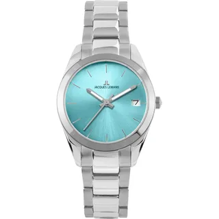 Jacques Lemans Damenuhr Derby Edelstahl/Türkis
