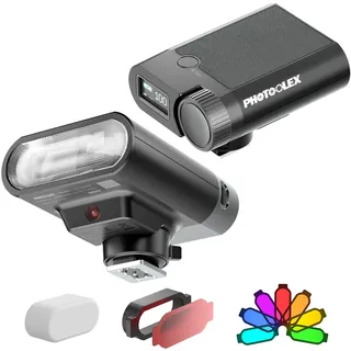 PHOTOOLEX Mini Kamerablitz - G01 Camera Flash, GN16 Blitz Speedlite mit Farbbildschirm für Canon Nikon Sony Panasonic Olympus Fujifilm Pentax DSLR Standard Hot Shoe Kamera, eingebaute 2000mAh Akku