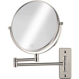 AumVum 8" Kosmetikspiegel Wandmontage Schminkspiegel, Ausziehbarer Badspiegel, 1X/10X Vergrößerung doppelseitiger Vergrößerungsspiegel, 360° schwenkbarer Rasierspiegel, Nickel Finish (ohne Licht)