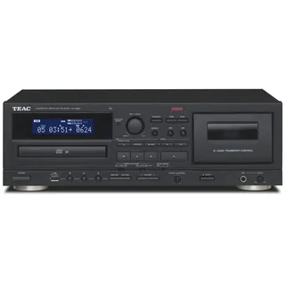 Teac AD-850-SE CD-Player & Kassettenspieler mit USB-Aufnahme & Wiedergabe (Mikrofoneingang, Echoeffekt, Karaoke-fähig, Digital-Analog-Umwandlung) Schwarz