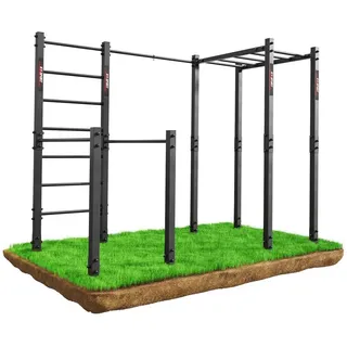 K-Sport Outdoor Calisthenics Gerät mit Sprossenwand Und Hangelleiter und Dip Station rot 6