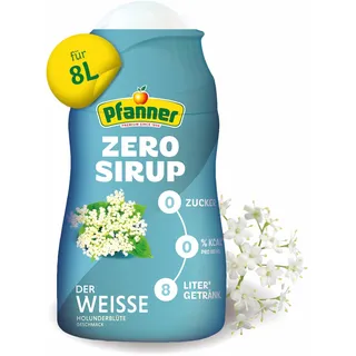 Pfanner Zero Sirup Der Weisse (1 x 57 ml) – Zuckerfreier Getränkesirup für 8 L Eistee – kalorienfrei & ohne Zucker – Pfanner Eistee Zitrone Holunderblüte Geschmack