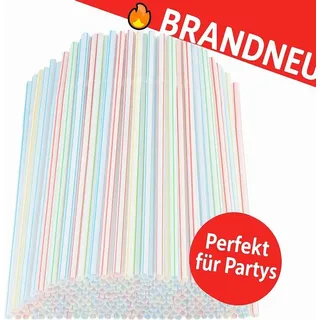 Bunte Plastik Strohhalme 100 Stück Set – für Party Hochzeit Bar Geburtstag Trinken