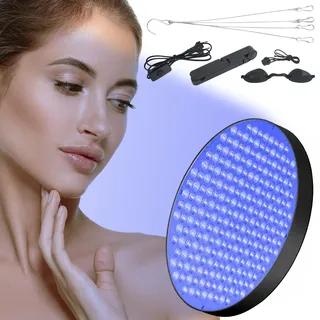 Bräunungslampe Solarium Für Zuhause, 250 LEDs 460NM Tragbare Bräunungslicht für Gesicht und Körper, Round Gesichtsbräuner Sonnenlampe Tageslicht mit Faltbares Ständer und Aufhängbare Haken (Schwarz)
