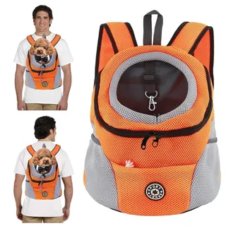 PETCUTE Hundetragerucksack,Verstellbarer Haustier Rucksack für Kleine Hunde und Katzen,Gepolsterter Schultergurt,Wasserdichter Boden,Atmungsaktiv,Haustier-Fronttasche mit Sicherheitshaken,zum Wandern