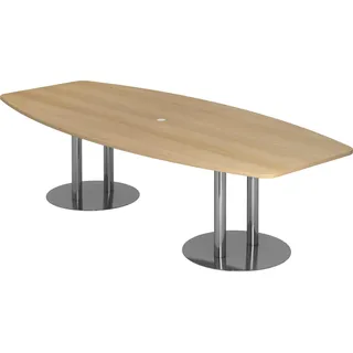 Hammerbacher Konferenztisch KT28S eiche Tonnenform, 280,0 x 85,0 - 130,0 x 74,0 cm
