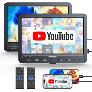 10,5 Zoll DVD Players Auto 2 mit HDMI-Eingang, 5-Stunden-Akkulaufzeit, DVD-Player Auto, USB/TF-Karte, Speicherkapazität, Wiedergabe gleicher/verschiedener Filme, Regionsfrei
