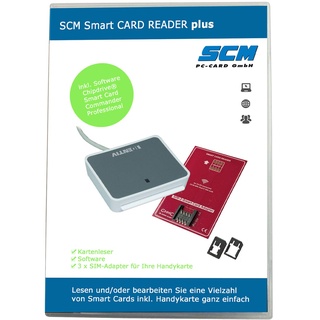 SCM Smart Card Reader Plus – uTrust 2700 R inklusive Software zum lesen der SIM Karte/SIM Leser inkl. Adpater Mini Micro Nano SIM