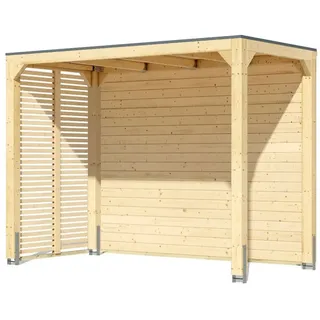 Karibu Promajna small Pavillon halb mit Rückwand und 2 Lamellenwänden