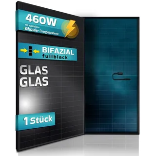 sunniva SUNNIVA® Solarmodul 460 W FULL BLACK Bifazial Glas/Glas PV Modul Solarpanel - PMax 460W Bifacial N-Type, für Balkonkraftwerk oder PV Solar Anlage