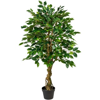 fuchs versand 24/7 Ficus Benjamini, ca 125cm grün, Kunststoff, im Topf 17x14cm schwarz