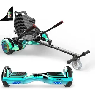 MEGA MOTION Hoverboards mit Hoverkart für Kinder, 6.5 Zoll Hoverboards mit Bluetooth Lautsprecher, mit LED-Leuchten, Geschenk für Kinder und Juge... - Grün/Schwarz