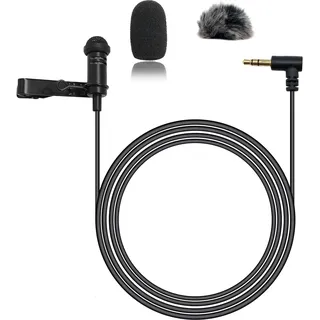 NewTH Lavalier-Ansteckmikrofon, Kondensator-Mikrofon, Kondensator, kabelgebunden, Lav-Mikrofon zum Anklemmen, für Rode GO II Wireless Pro, für DJI Wireless Mic 2 (90 Grad 3,5 mm TRS-Stecker für DJI