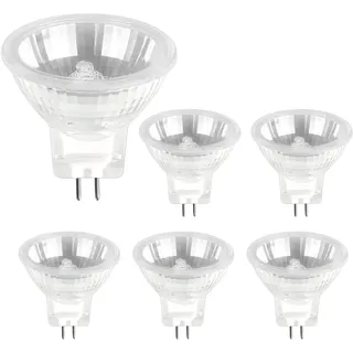 SCNNC Halogen 12V 10W GU4 Leuchtmittel Dimmbar, Reflektor Strahler MR11, 150LM Warmweiß 2700K, Halogen Reflektor GU4 MR11 für Landschaftsbeleuchtung, Einbauleuchten, Schrankbeleuchtung, 6 Stück