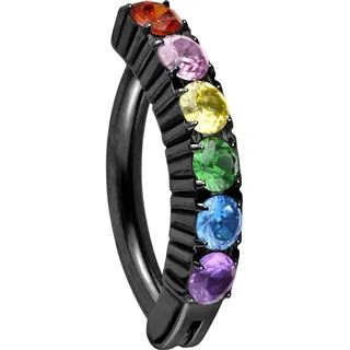 PIERCINGLINE Titan Bauchnabelclicker BOGEN + EINGEFASSTE BUNTE KRISTALLE
