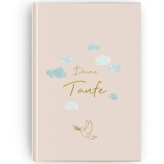 LEAF & GOLD Taufbuch "Deine Taufe" I Edles Geschenk zur Taufe für Mädchen und Jungen I Erinnerungsbuch zum Ausfüllen mit Goldfolienprägung