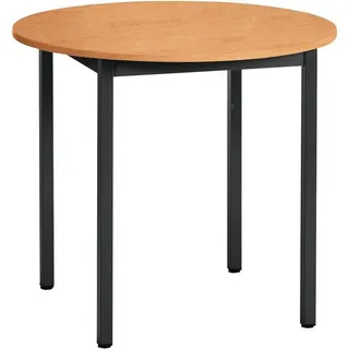 Sodematub Mehrzwecktisch buche, schwarz rund, Vierkantrohr schwarz, 80,0 x 80,0 x 74,0 cm