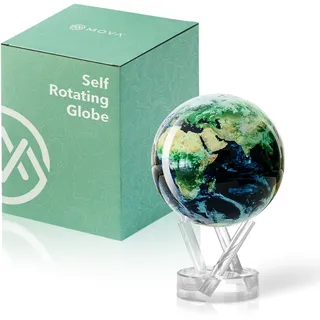 MOVA Globus Erde mit Wolken Klassik (4,5") – Solar Globus | Rotierender Globus Weltkugel ohne Batterien | Selbstdrehender Globus Deko | Luxus Globus für Büro und Zuhause | 11.5 CM