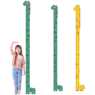 2 Stück Messlatte Kinder 20-180cm, Kinder Körpergröße Höhentabelle, Dinosaurier Giraffe Kindermesslatte, Wandtattoo Messlatte Selbstklebende für Schlafzimmer, Kinderzimmer, Kindergarten Wanddekoration