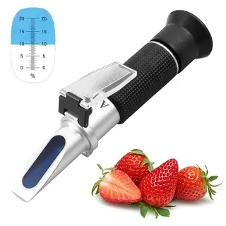 Brix-Refraktometer 0-20, Tragbares Zucker-Messgerät Professionelles Refraktometer Zur Messung Des Zuckergehalts In Traubensaft 0-20% Skala Mit Atc, Für Fruchtsäfte, Wein Und Brauerei