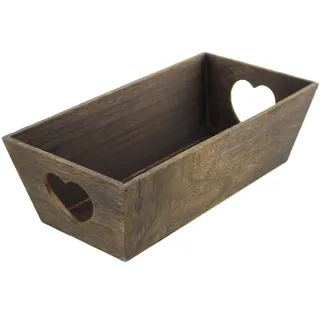 Frank Flechtwaren Holz-Kiste Herz, braun