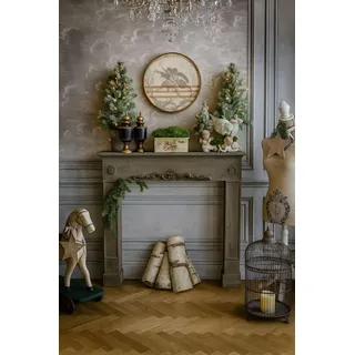 Kaminkonsole Antik Holz Shabby Chic Dekokamin Kaminumrandung Vintage Cottage Stil Kaminverkleidung Landhaus Romantik – ROMANTISCHE KAMINKONSOLE Shabby CHIC