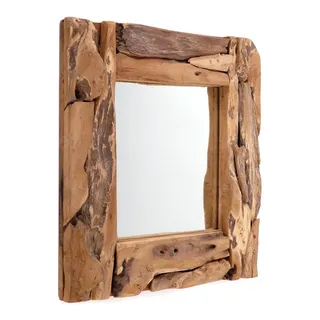 DESIGN DELIGHTS Wandspiegel Braun, Holz, 50x50x5 cm, Spiegel, Wandspiegel