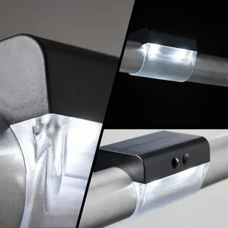 Solar-Rail Solarleuchten für Balkon Geländer mit Bewegungssensor, Außenbeleuchtung für Terrasse, Balkongeländer und Handlauf (VPE 1 ) Kaltweiss