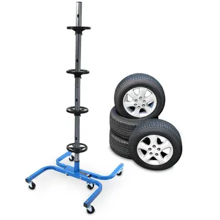 BITUXX Felgenbaum mit Rollen Stabiler Reifenständer für 4 Räder (bis 245mm) Autoreifen Aufbewahrung Reifenbaum Felgenständer aus Stahl, 150kg Belastung