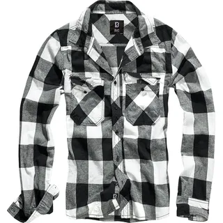 Brandit Langarmhemd Check Shirt Holzfäller Hemd Übergangs Herbst Kariert Langarm Flanel schwarz S