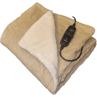 Beurer HD 80 Cord beige Heizdecke, kuschelige Wärmedecke mit 6 Temperaturstufen
