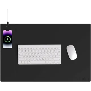 Hi-HONX Schreibtischunterlage, 15W kabelloses Qi-Lade-Mauspad, 60x40cm