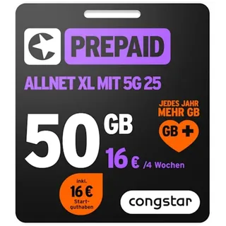 Congstar Prepaid Allnet XL Prepaidkarte, (EU-Roaming inkl. Schweiz)
