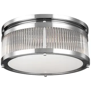 Licht-Erlebnisse Deckenleuchte ERVA, LED wechselbar, Warmweiß, Deckenlampe Esstisch Esszimmer IP44 G9 Ø 38,1 cm 3000 K 1280 lm Glas silberfarben