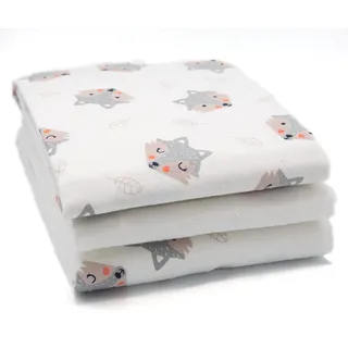 Clevere Kids Moltontücher 3 Stück | saugstarke Molton Unterlage | Baby Spucktücher - 80x80 cm| ultraweich Oeko-TEX Baumwolltücher (Fuchs hellgrau)