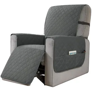 Sesselbezug mit Armlehne, Sesselschoner mit Seitentaschen für Relaxsessel, Fernsehsessel, 100% Polyester - LUXSIT Grau - Grau