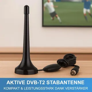 Megasat T644 DVB-T2 Receiver + aktive Zimmerantenne + HDMI Kabel, HDTV für frei Empfangbare DVB-T2 Sender , schwarz
