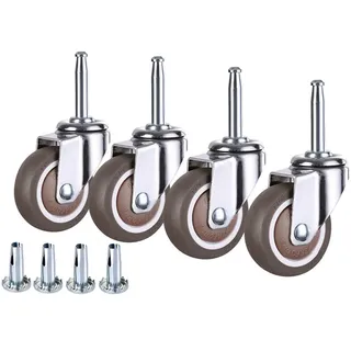 Universal Möbelrollen Gummirollen Lenkrollen,Lenkrollen mit Bremse,Rollen mit Hülse Stift,Perfect für Kleine Geräte und kleine Möbel,4 Stück(universal2inch)